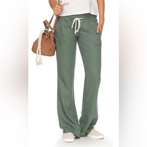 Roxy Oceanside Linen Pants- Olive